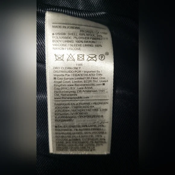 NWT Banana Republic Navy blue wool blend coat. XL - Picture 8 of 10